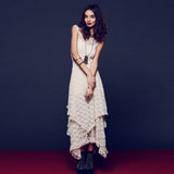 Lubintang Station Fashion Women's Fashion Style Irregular High And Low Lace Skirt Sexy Long Dress