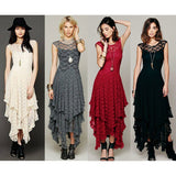 Lubintang Station Fashion Women's Fashion Style Irregular High And Low Lace Skirt Sexy Long Dress