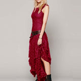 Lubintang Station Fashion Women's Fashion Style Irregular High And Low Lace Skirt Sexy Long Dress