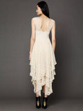 Lubintang Station Fashion Women's Fashion Style Irregular High And Low Lace Skirt Sexy Long Dress