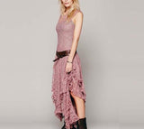 Lubintang Station Fashion Women's Fashion Style Irregular High And Low Lace Skirt Sexy Long Dress