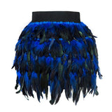 Lubintang Costume Jazz Dance Luxury Peacock Feather Skirt Stage Dress Irregular Skirt