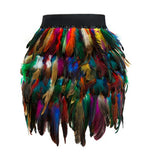 Lubintang Costume Jazz Dance Luxury Peacock Feather Skirt Stage Dress Irregular Skirt