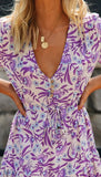 Lubintang INSPIRED Lilac floral maxi dress V-neck rayon purple boho dress casual 2024 spring summer dress for women chic long dress