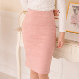 Lubintang Women Skirts Suede Solid Color Pencil Skirt Female Autumn Winter High Waist Bodycon Vintage Suede Split Thick Stretchy Skirts