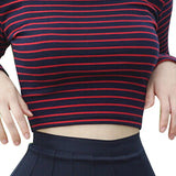 Lubintang Tops Women 2024 Chic All-match Classic Stripe Slim Short Bustier Crop Top Turtleneck Long Sleeved T-shirt Sexy Shirts Tee