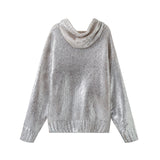 Lubintang New Metal Color Hooded Hooded Knitted Sweater 2893157