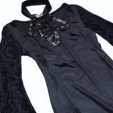 Lubintang Autumn Style New Style Slim Velvet Dress With Dark Goth Horn Sleeves Tied With Forks