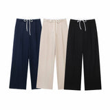 Lubintang New Double Waistband Wide-Legged Pants Casual Pants 1608225