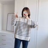 Lubintang New Winter Sweater With Loose Stripes And Casual Sweaters