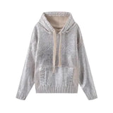 Lubintang New Metal Color Hooded Hooded Knitted Sweater 2893157