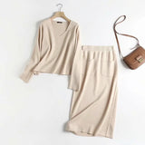 Lubintang New Autumn Style Emaciated Sweater Half Skirt Suit