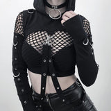 Lubintang Dark Wind 2024 Spring New Ins Gothic Short Style Sweater With Shoulders Exposed And Navel Exposed For Women's Wear