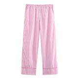 Lubintang New Rolled-Edged Poplin Shirt Rolling-Edged Pajamas Style Pants Set