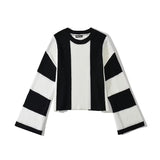 Lubintang And Winter New Women's Wear New Leisure Style Long-Sleeved Round-Neck Vertical Striped Casual Sweater