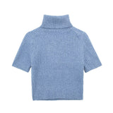 Lubintang New Short-Sleeved High-Necked Jumper Slim Short-Style Knitted Sweater 2142206