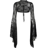 Lubintang Sexy Thin Cos Horn Sleeve Lace Cardigan Temperament Dark Jacket Girl