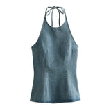 Lubintang New Spring Style Neckless Sleeveless Halter Top 1208892002