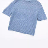 Lubintang New Short-Sleeved High-Necked Jumper Slim Short-Style Knitted Sweater 2142206