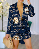 Lubintang Independence Station New Fashion Style Sexy Fashion Printed Long-Sleeved Shirt Spot