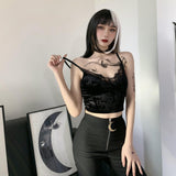 Lubintang 212005 Sexy Lace Sling Vest Feminine Slim Spicy Girl Navel Blouse