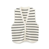 Lubintang Women's Street Fashion Urban Leisure Knitted Striped Vest Vest Sweater 3519032