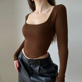 Lubintang Knitted Underwear Short-Style Long-Sleeved Blouse 2024 Spring New Women's Casual Bottomed Shirt