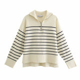 Lubintang New Winter Sweater With Loose Stripes And Casual Sweaters