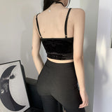 Lubintang 212005 Sexy Lace Sling Vest Feminine Slim Spicy Girl Navel Blouse