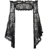 Lubintang Dark Lace Stitching Blouse Femininity Sexy Hot Girl Shoulder Net Long-Sleeved Cardigan