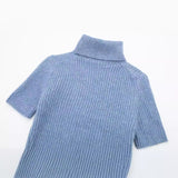 Lubintang New Short-Sleeved High-Necked Jumper Slim Short-Style Knitted Sweater 2142206