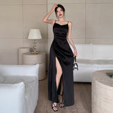 Lubintang Pleated Satin Dress 2024 New Summer Dress With Elegant Style And High Sense Of Style