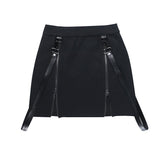 Lubintang Dark Wind Spring's New Double Zipper Bag Hip Fork Goth Design Tight Half Skirt Woman