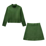 Lubintang Spring Style Loose Rib Sweater 5755007 Knitted Half Skirt Suit