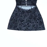 Lubintang Autumn New Spicy Girls Sexy Slim Hip Skirt Fashion Flocking Lace Hollowed-Out Dress Woman