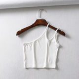 Lubintang New Irregular Oblique Collar One-Shoulder Double Halter Top E Slim Lady Sling Vest