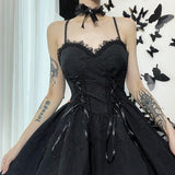 Lubintang Winter Dress New Style Dress Dark Style Jacquard A Pendulum Back Halter Dress