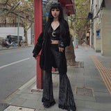 Lubintang Lace Stitching, High-Waisted Slim Trousers, Dark Fashion, Hot Girls, Straight-Tube Casual Trousers.