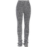 Lubintang Spring Striped Casual Pants Knitted And Stitched Sexy Slim High Waist Personality Long Trousers