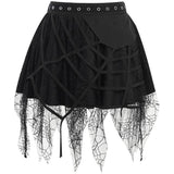 Lubintang Gothic Punk, Spider Web, Tassel, Half Skirt, Dark Wind, Short Skirt