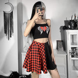 Lubintang Dark Girl Is A Hit Color Thousand Bird Plaid Spliced Skirt 2024 Spring Sexy High Waist Half