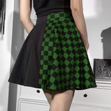 Lubintang Dark Girl Is A Hit Color Thousand Bird Plaid Spliced Skirt 2024 Spring Sexy High Waist Half