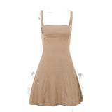 Lubintang Show Chest A Dress Summer New Ins Gentle Lady Style Solid Color Short Skirt Girl