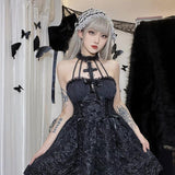 Lubintang Halloween Dress A New Winter Style Dress With A Cross Neck And A Dark Waist