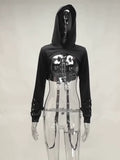 Lubintang Spring Women's Wear New Buttonhole Strap Hooded Long-Sleeved Dark Gothic Halloween Sweater