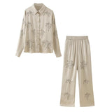 Lubintang Street Style Beaded Embroidered Shirt With Beaded Embroidered Pants In Spring 2024