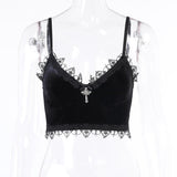 Lubintang Dark Korean Velvet Sling New Beautiful Back Spring Lace Bra Vest Underwear Women's Breasts