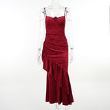 Lubintang Autumn New Fashionable Sexy Dress Temperament Elegant Slim Rose Halter Fishtail Skirt Women's Dress