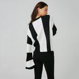 Lubintang And Winter New Women's Wear New Leisure Style Long-Sleeved Round-Neck Vertical Striped Casual Sweater