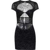 Lubintang Autumn New Spicy Girls Sexy Slim Hip Skirt Fashion Flocking Lace Hollowed-Out Dress Woman